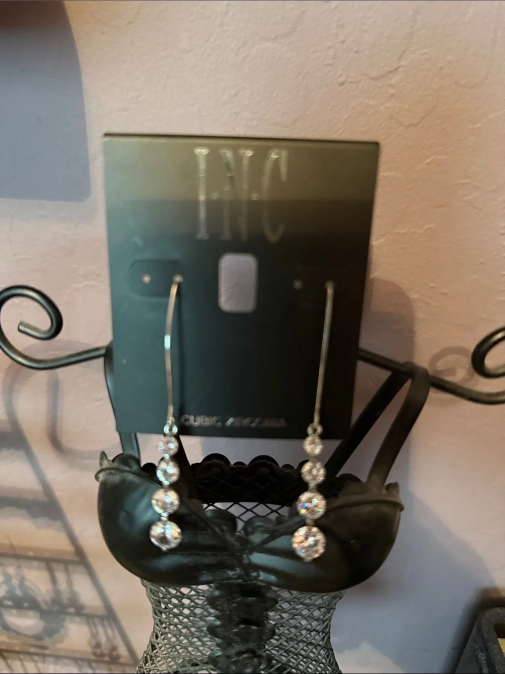 INC International Concepts Silver-Tone Graduated Cubic Zirconia Drop Earrings